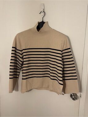 H&M Cream Ribbed Turtleneck Sweater